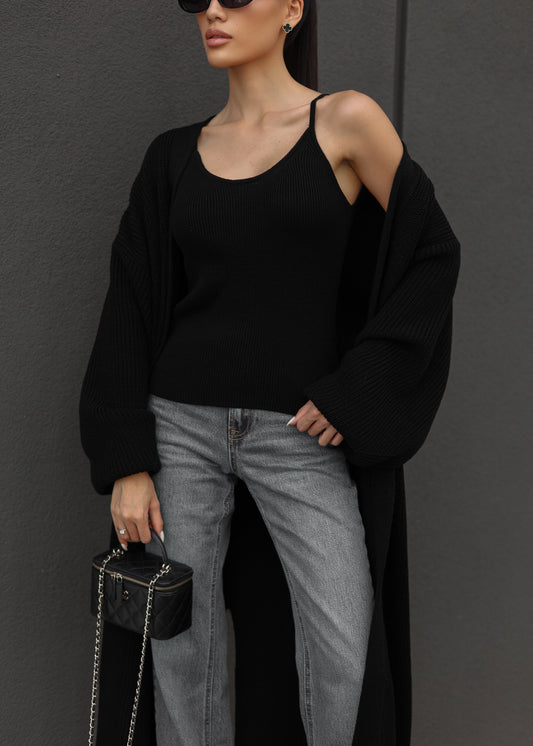 Довгий в'язаний кардиган