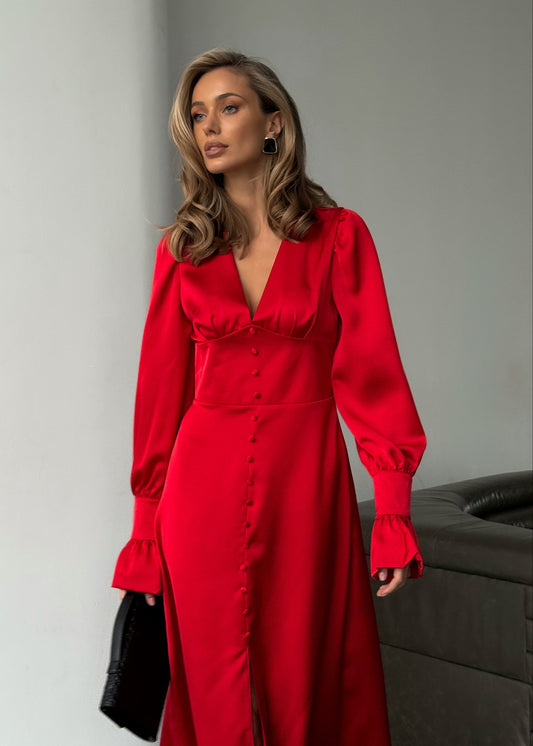 Сатинова сукня міді