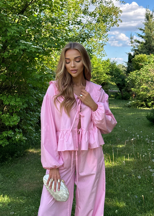 Бавовняний комплект із блузи та штанів