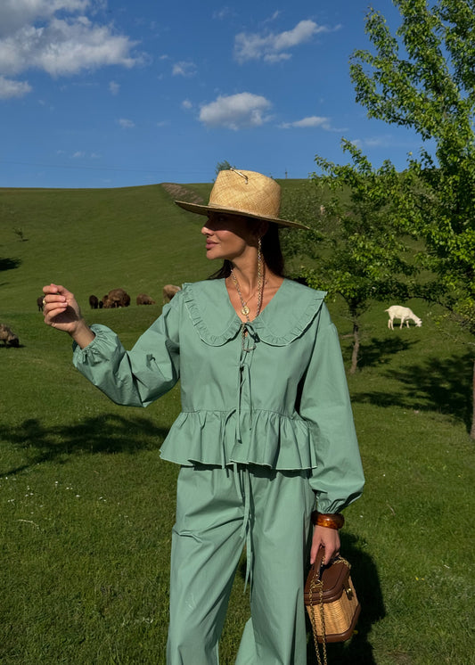 Бавовняний комплект із блузи та штанів