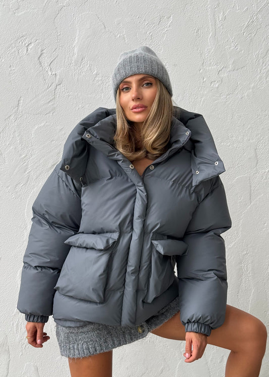 Зимовий пуфер з акцентими кишенями