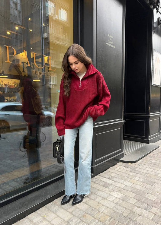 Об'ємний светр з блискавкою