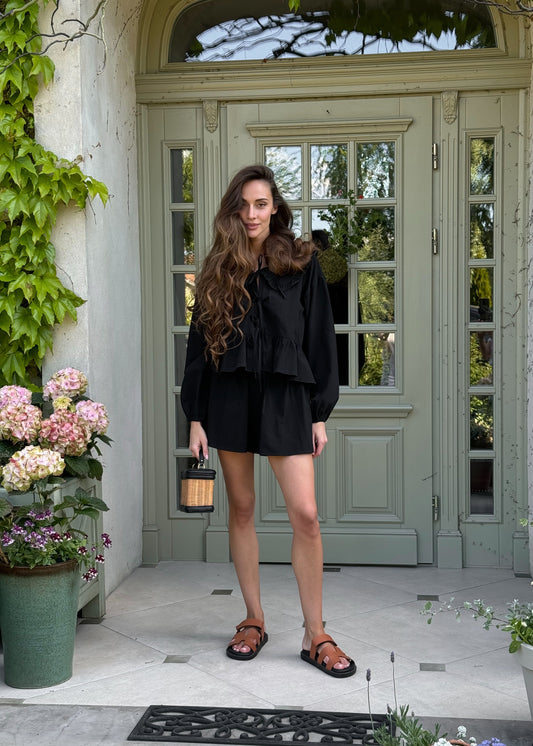 Бавовняний комплект із сорочки та шорт-спідниці