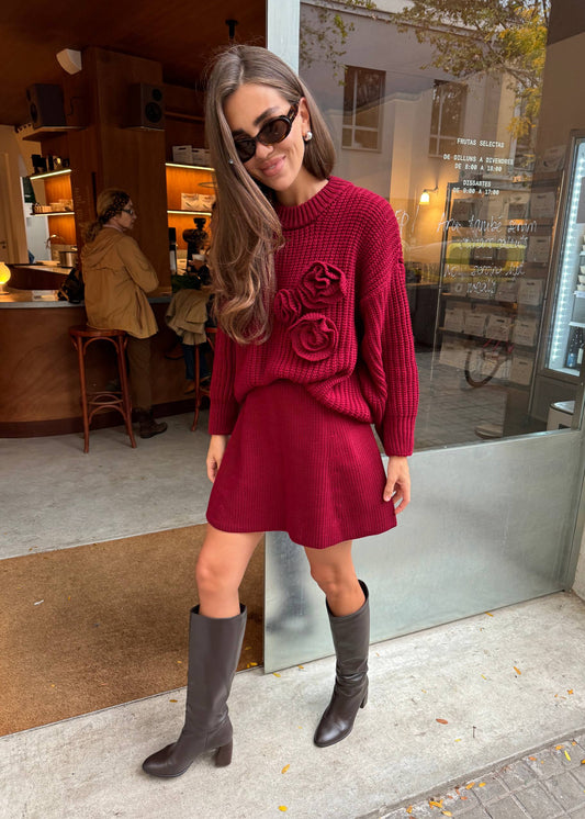 В'язаний сет з акцентними квітами