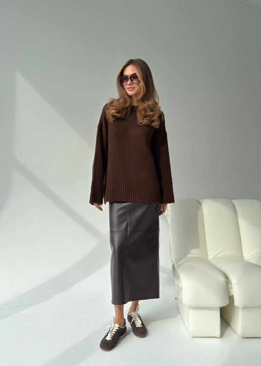 Вільний в'язаний светр