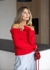 В'язаний топ з відкритими плечима