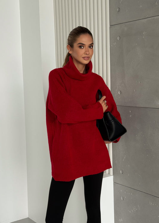 Вільний в'язаний светр з коміром