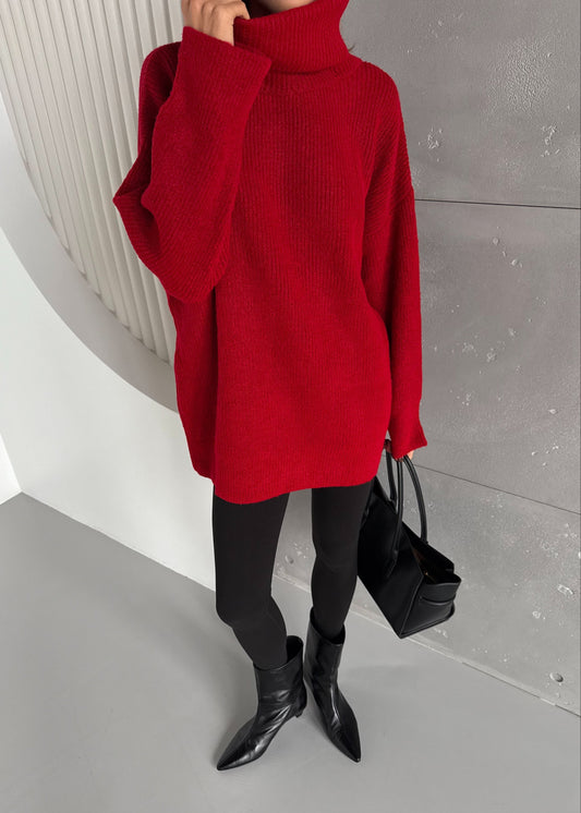 Вільний в'язаний светр з коміром