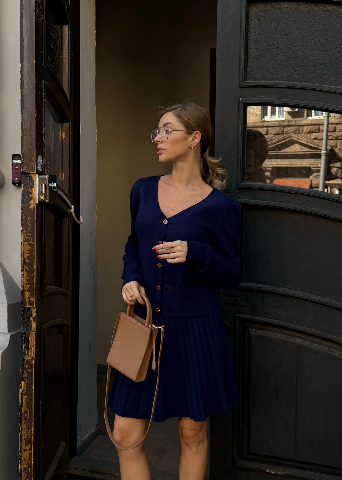 Трикотажний костюм зі спідницею