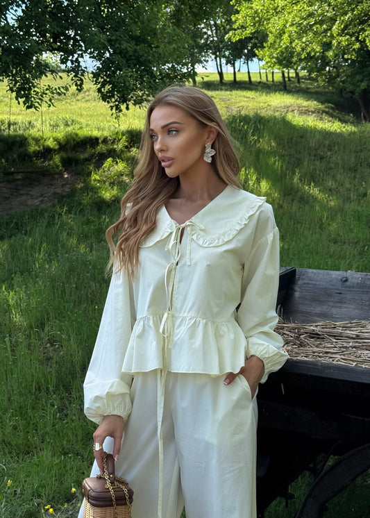 Бавовняний комплект із блузи та штанів