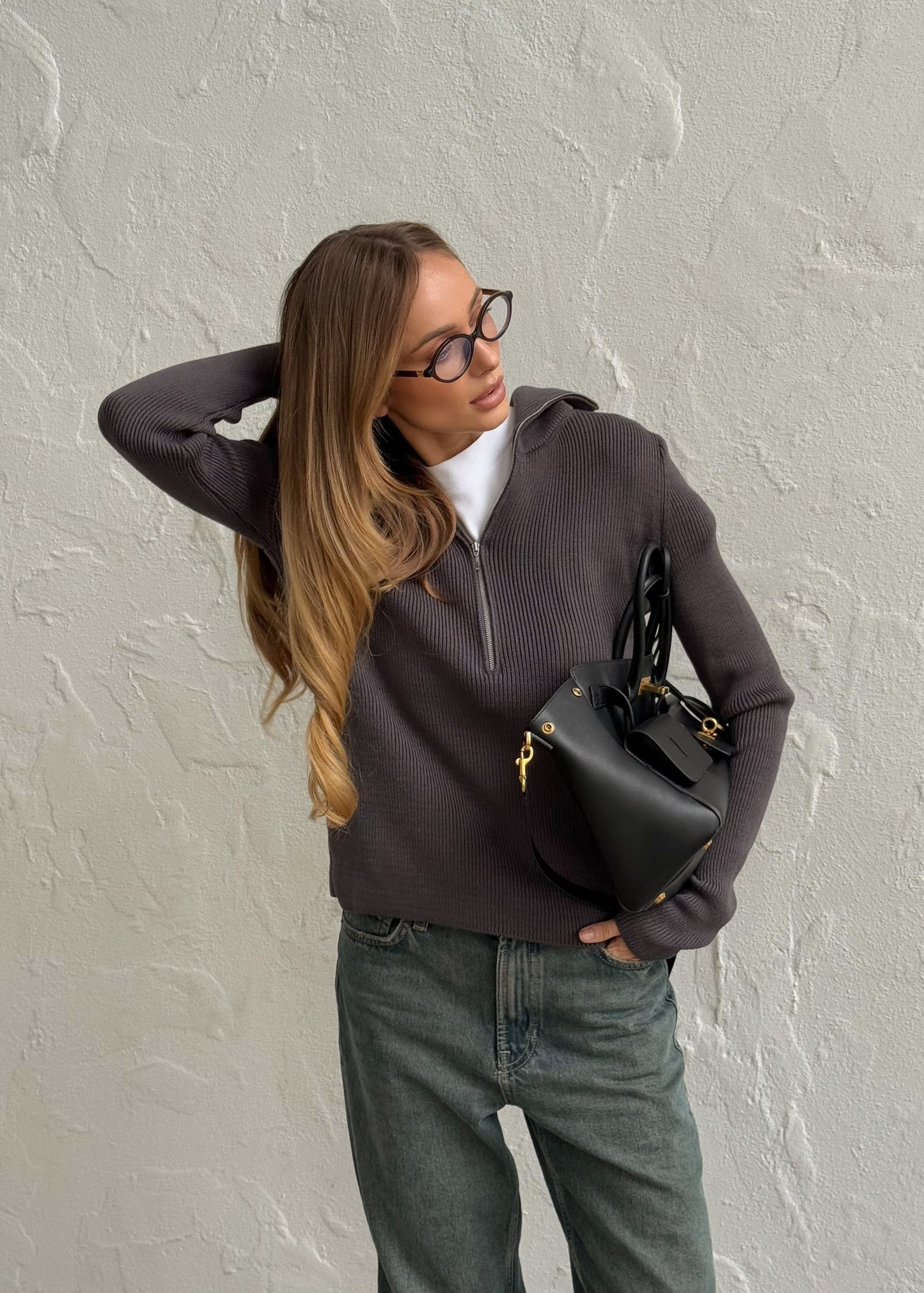 Джемпер на блискавці з вовни