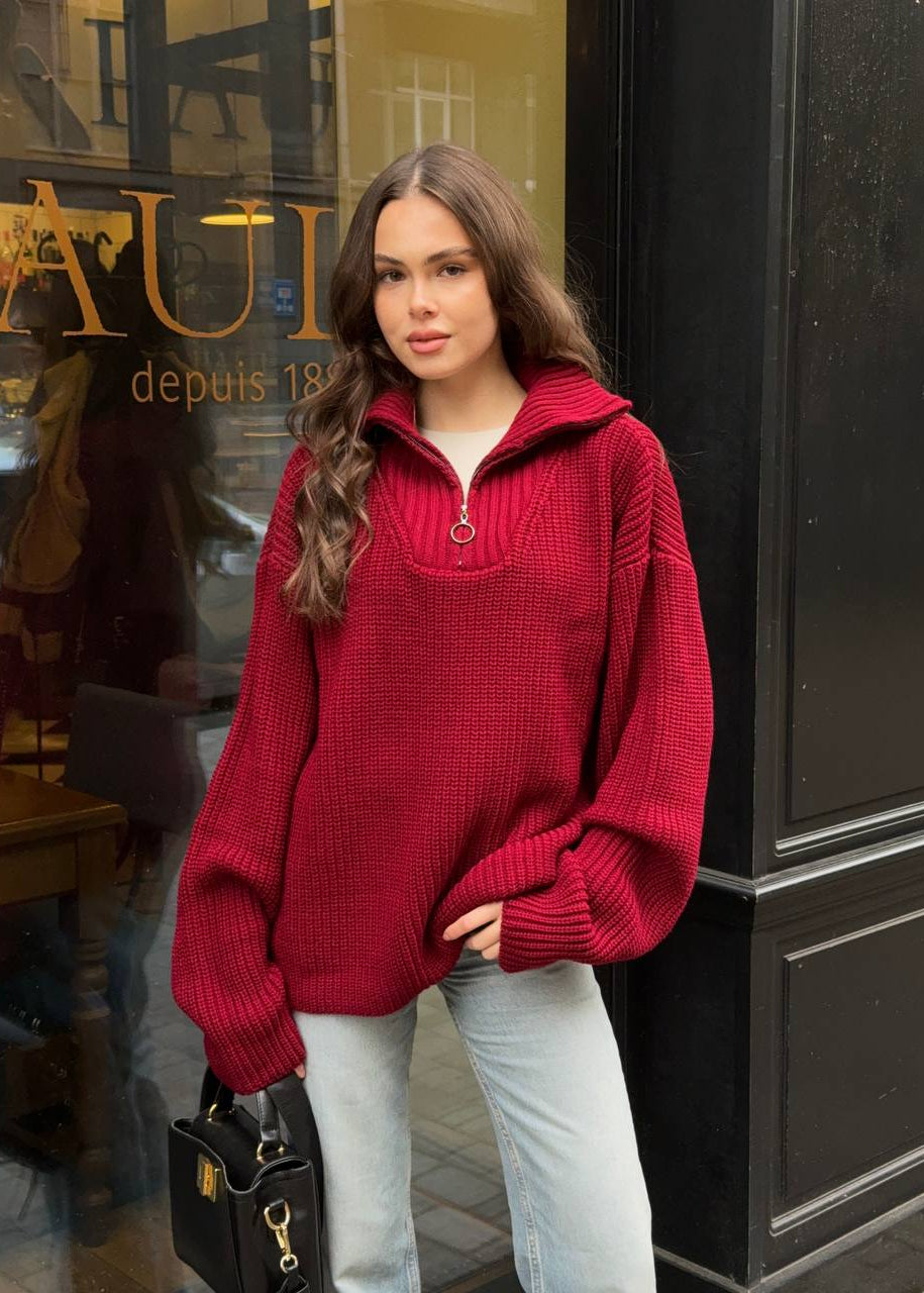 Об'ємний светр з блискавкою