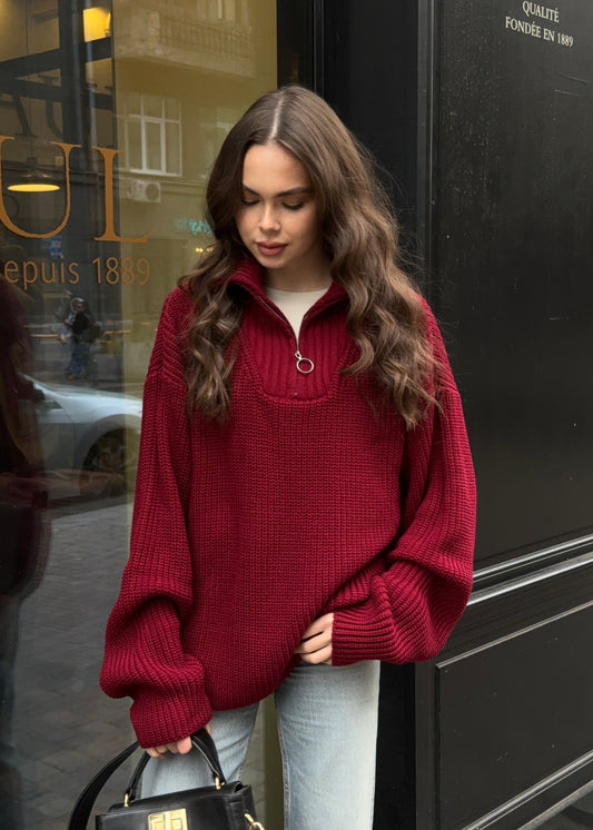 Об'ємний светр з блискавкою