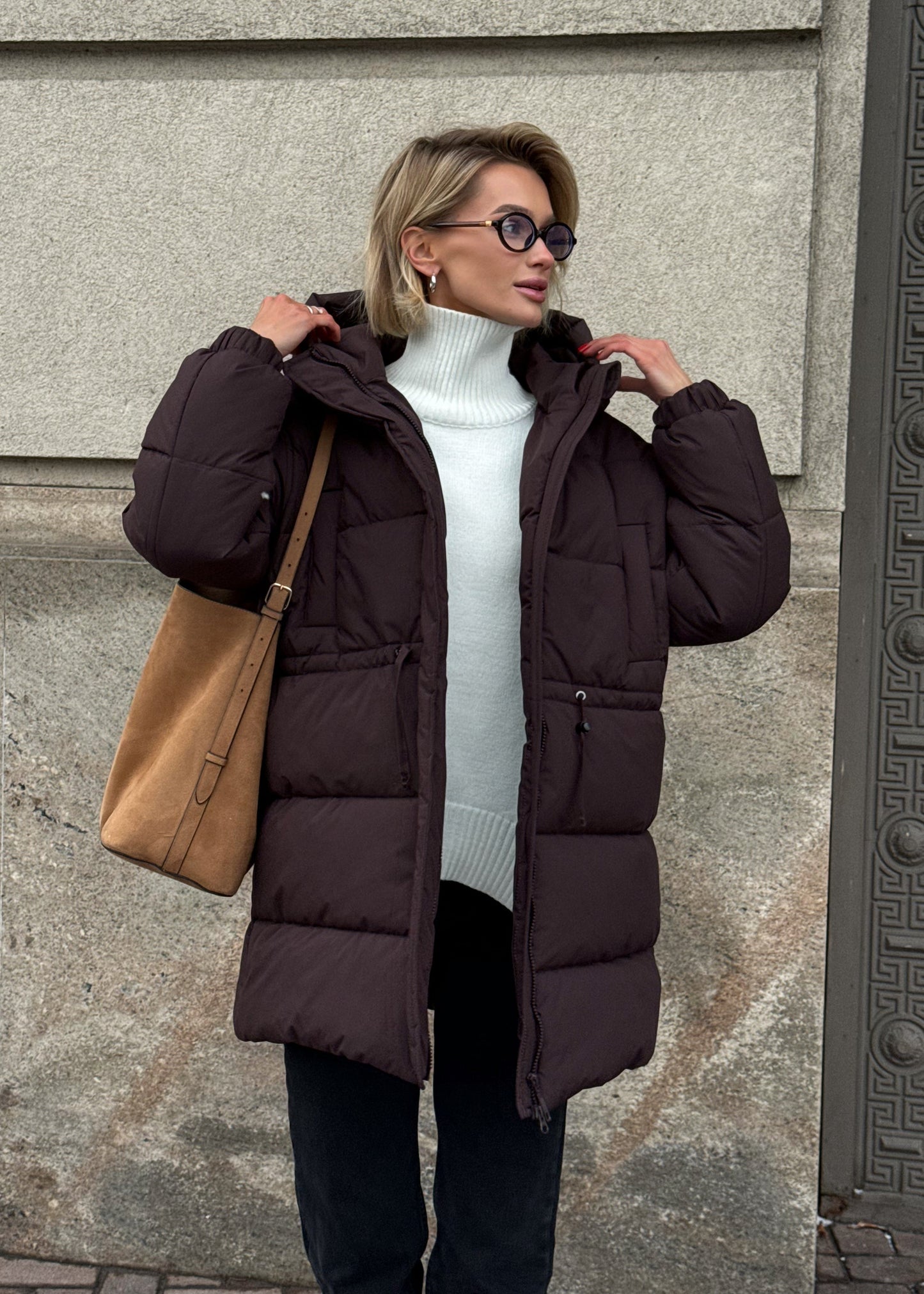 Подовжений пуфер з кулискою на талії