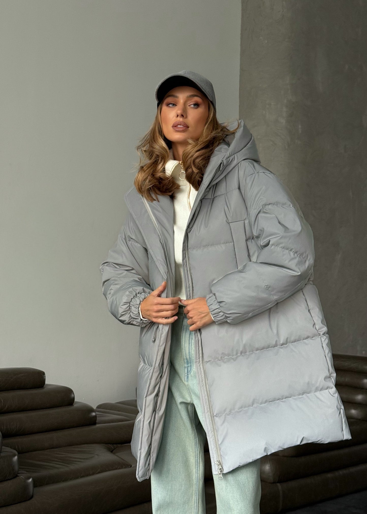 Подовжений пуфер з кулискою на талії