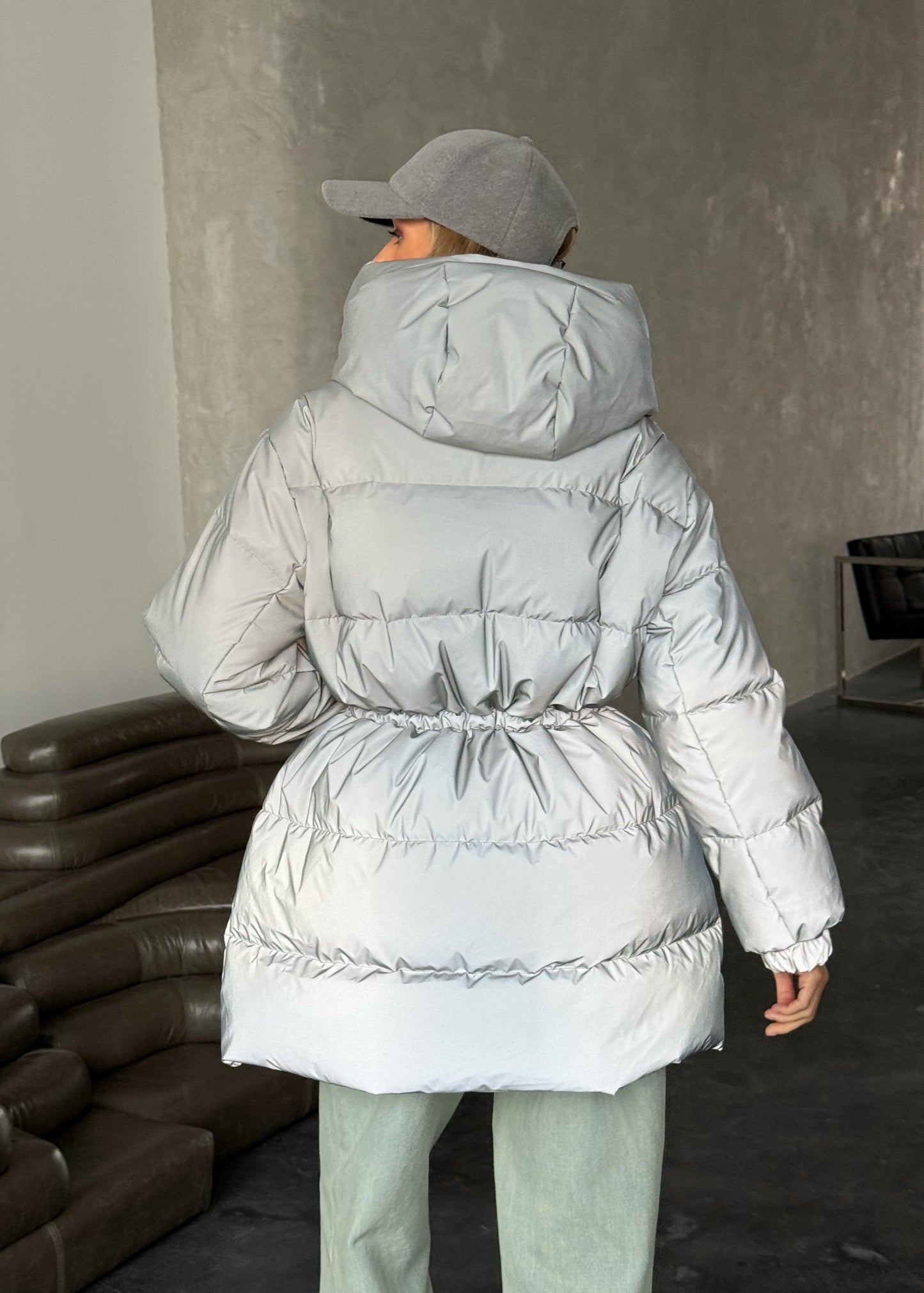 Подовжений пуфер з кулискою на талії