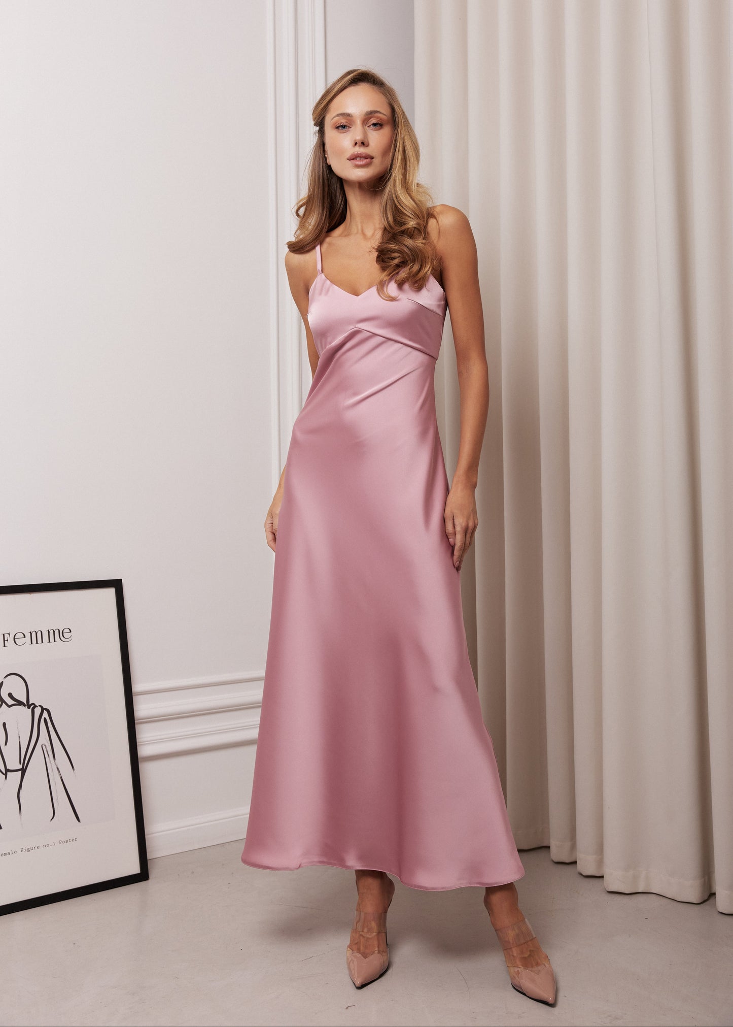 Сатинова сукня-комбінація