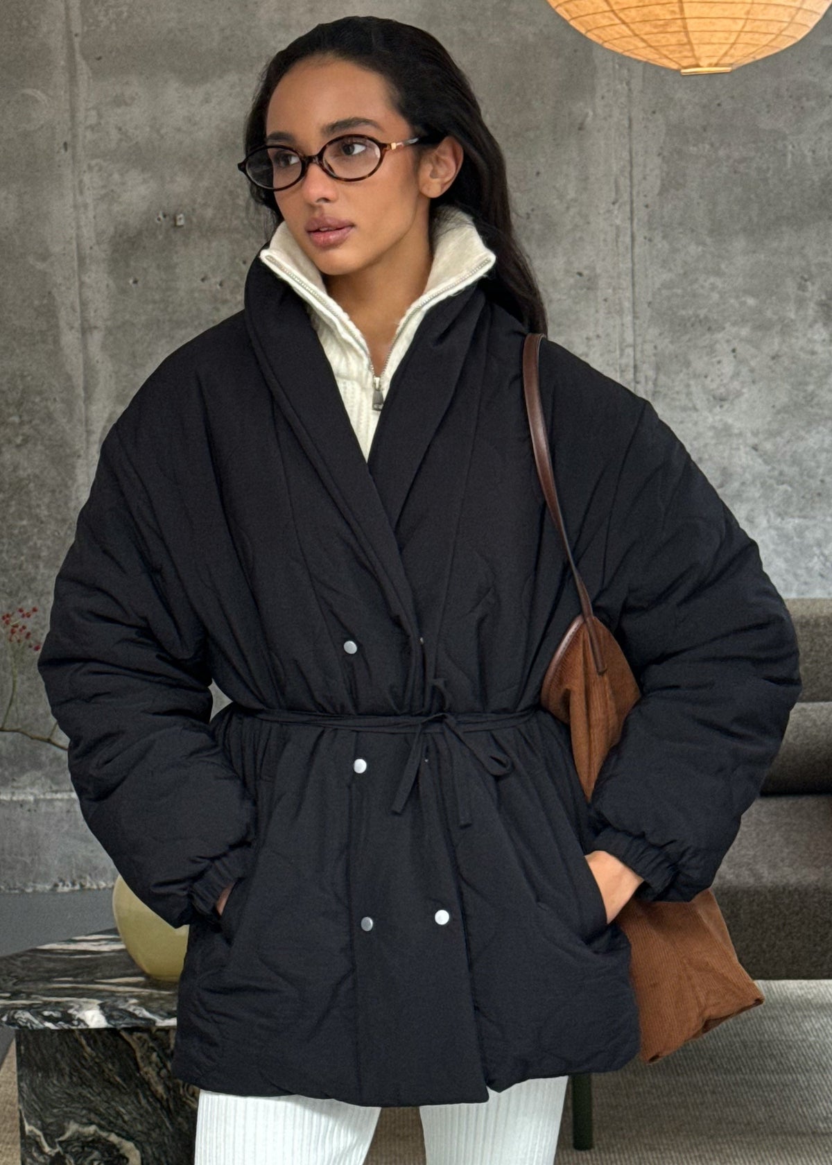 Двосторонній пуховик на запах